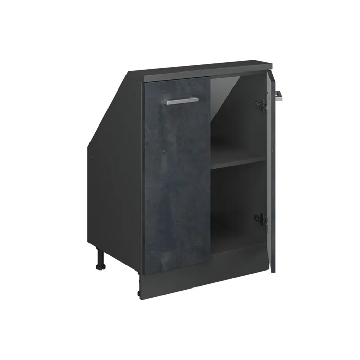 Vicco Meuble de rangement sous pente Noir Béton/Anthracite avec 2 portes