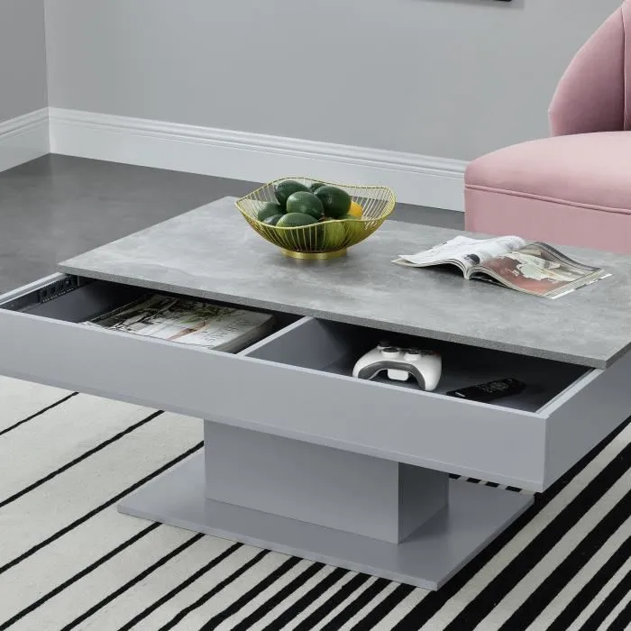 Table Basse de Salon Lünen avec 2 Espaces de Rangement 40 x 110 x 60 cm Effet Béton Gris en.casa