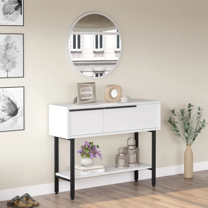 Table console Vesanto 100 x 30 x 76 cm blanc noir en.casa