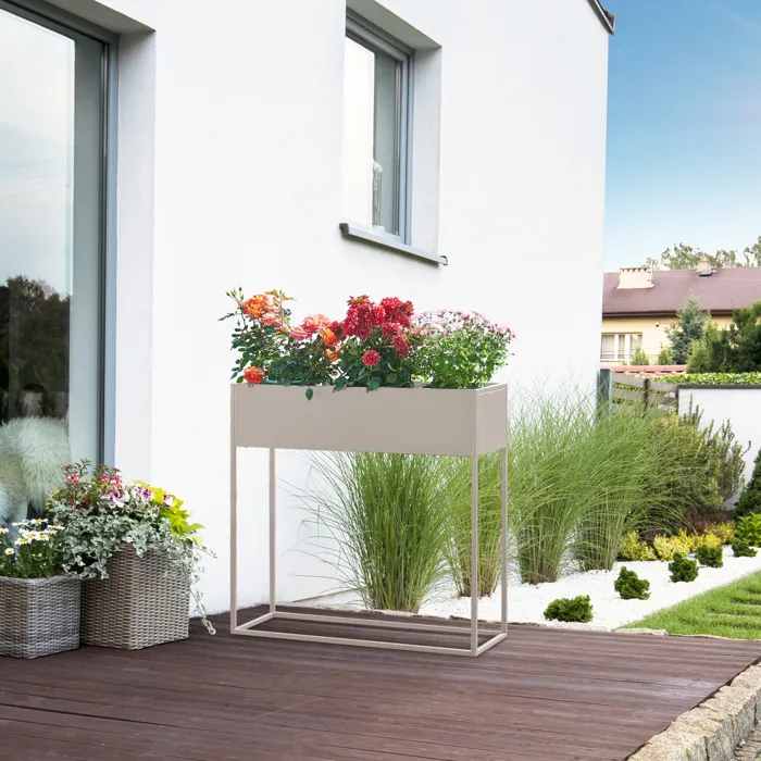 Porte-plantes surélevé Joensuu 80 x 80 x 25 cm gris clair en.casa