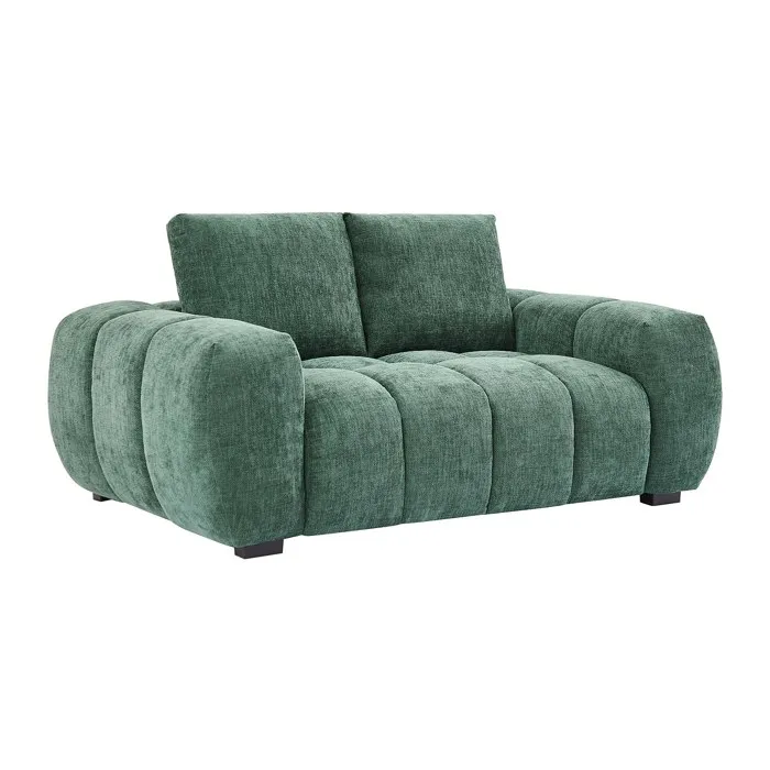Canapé 2 places en tissu texturé vert BERENIA