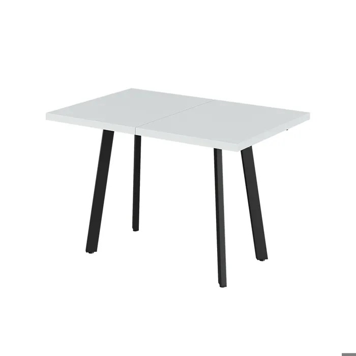 Vicco Table de salle à manger Blanc/Noir 120-160 x 80 cm avec plateau extensible
