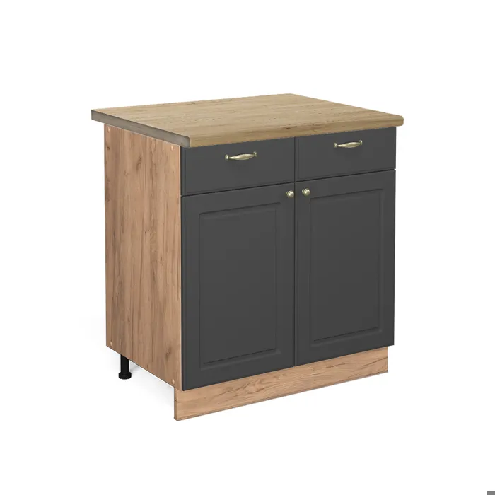 Vicco Meuble cuisine Anthrazit-Gold Landhaus/Chêne doré 80cm plan de travail Chêne doré
