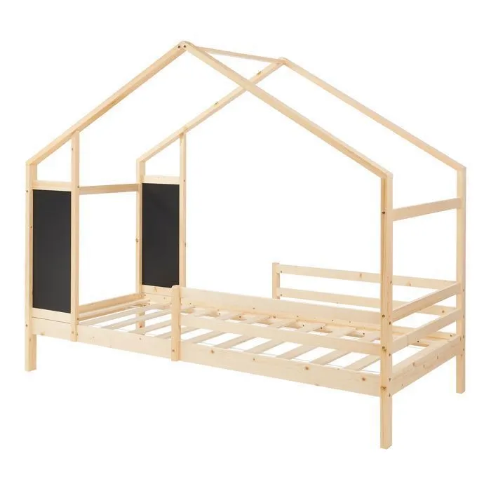 Lit cabane Lorenskog bois de pin 90 x 200 cm naturel en.casa