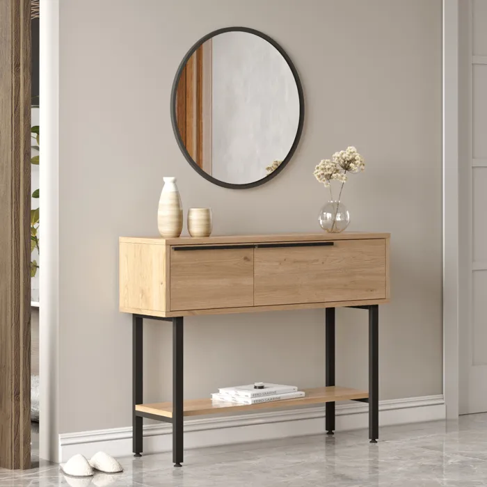 Table console Vesanto 100 x 30 x 76 cm effet chêne noir en.casa