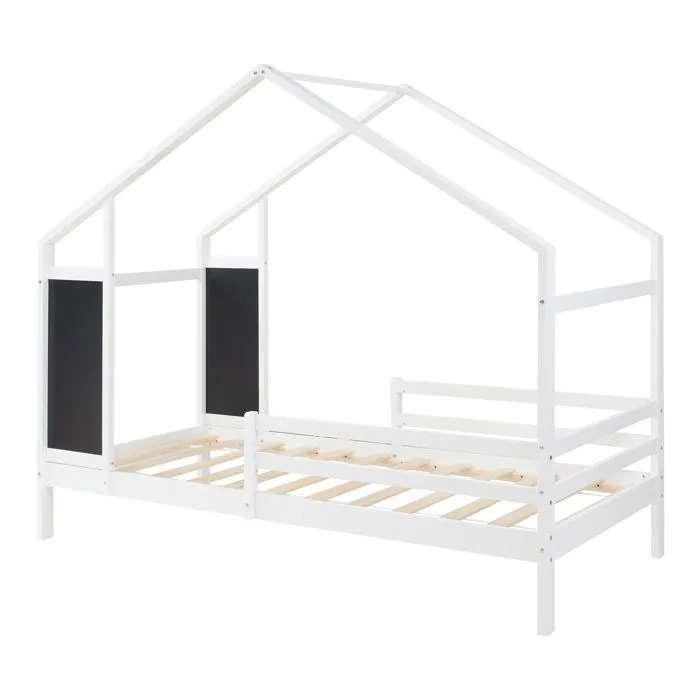 Lit cabane Lorenskog bois de pin 90 x 200 cm blanc en.casa