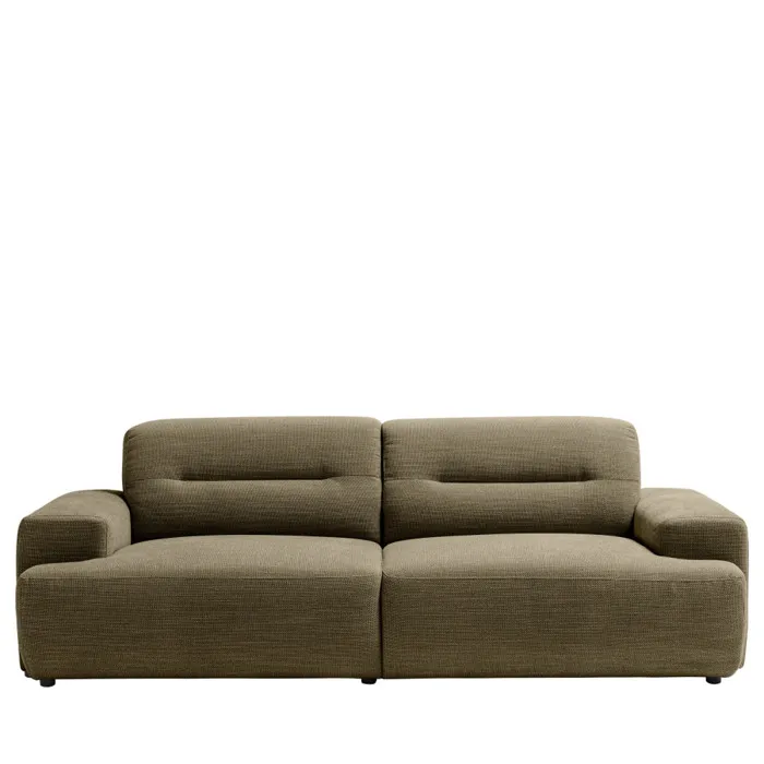Stune - Canapé droit 4 places en tissu à accoudoirs larges - Vert kaki