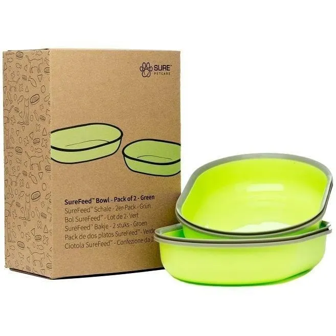 Sureflap Surefeed Bol Simple Vert Lot De 2 Pour Chat 13 X 8 X 18 Cm