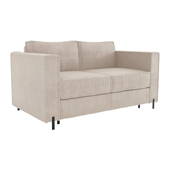 Canapé 3 places convertible express en tissu texturé beige - Couchage 140 cm - Matelas 20 cm - ELORYA