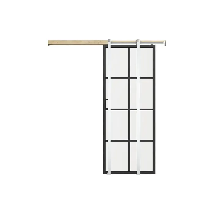 Porte coulissante avec système à galandage en aluminium et verre trempé dépoli - H205 x L83 cm - WILDEN II