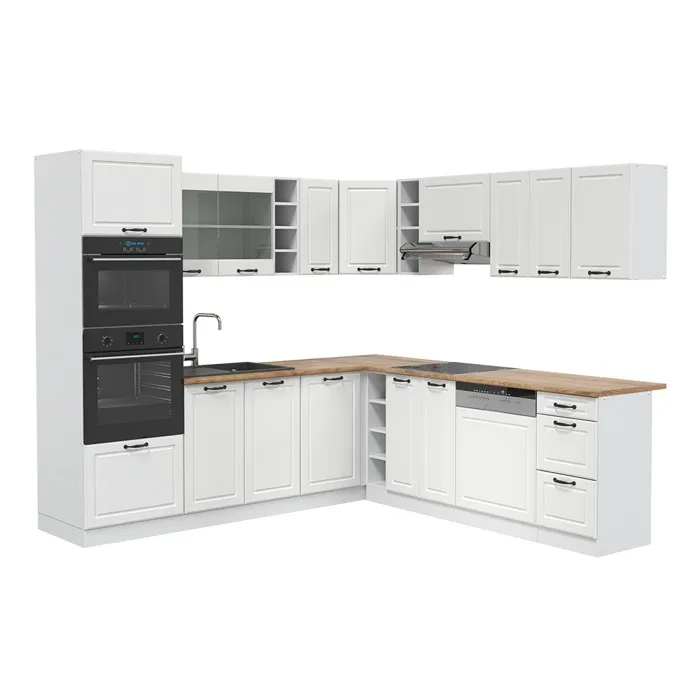 Vicco Cuisine en angle Blanc campagne/Blanc 247 x 237 cm, PT Chêne