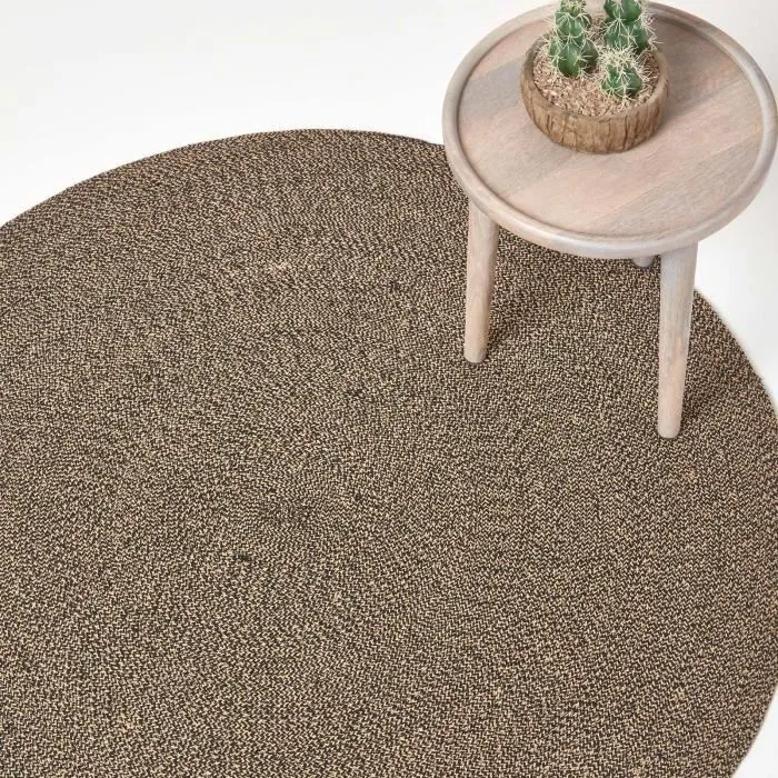Tapis Rond Tissé À Plat En Coton Mélange Beige Et Noir 120cm - Homescapes