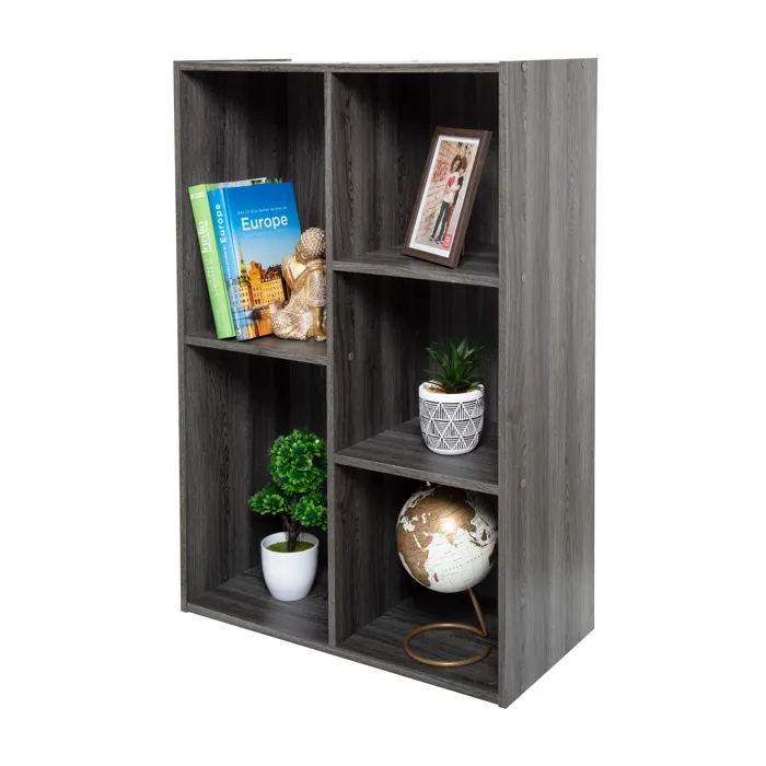 Iris Ohyama, Bibliothèque, étagère à 5 Compartiments, Meuble à livres, CX-23C, Chêne Gris, L29 x P60 x H87.9 cm
