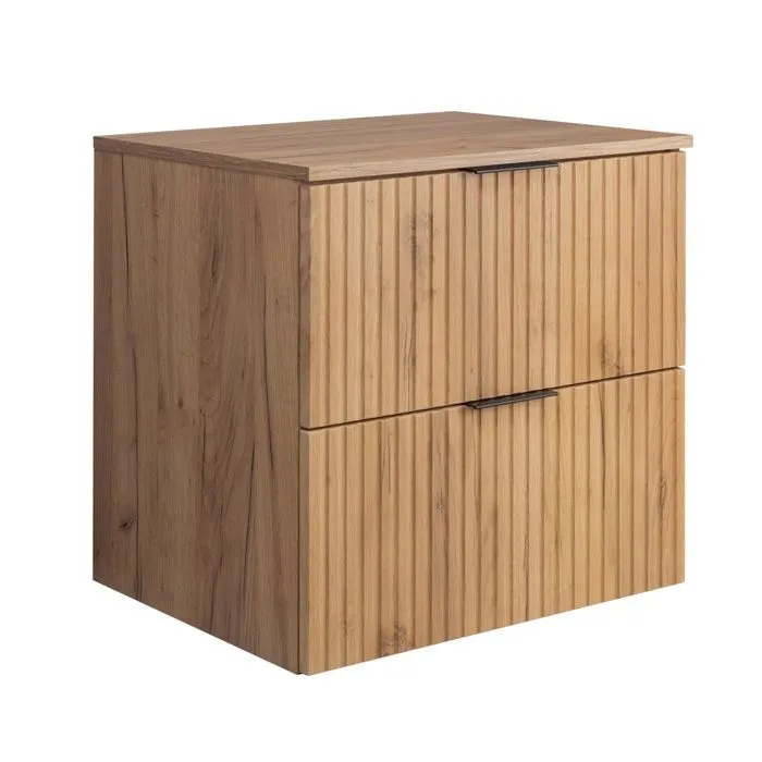 Meuble suspendu sous lavabo FLOW couleur chêne avec le plan 60 cm