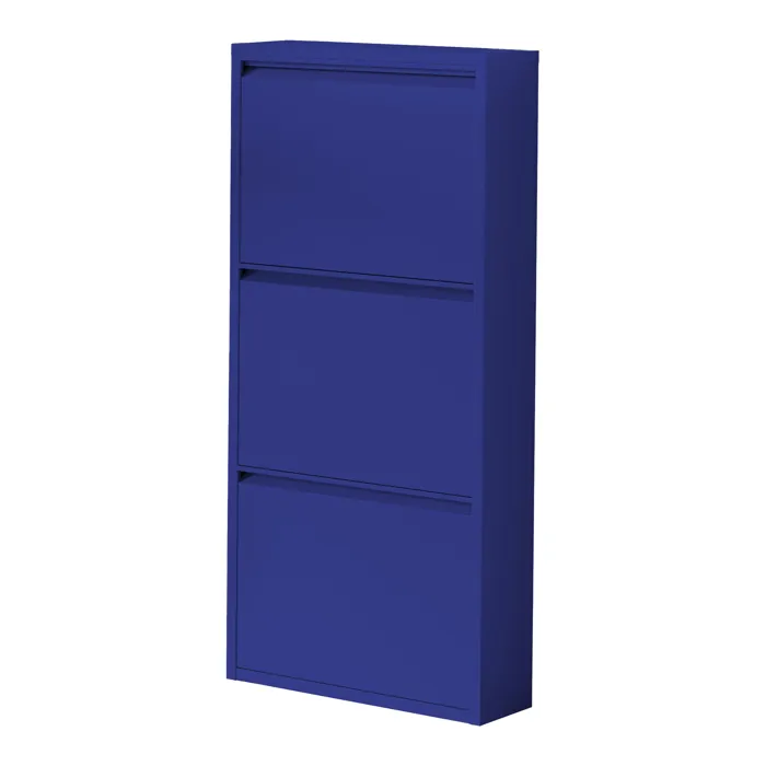 Meuble à chaussures Sokndal à 3 tiroirs inclinables bleu nuit en.casa
