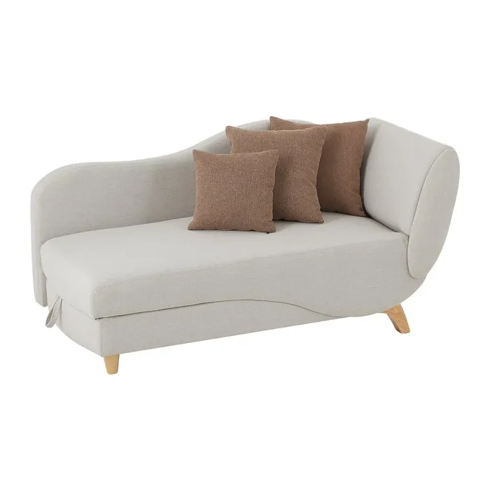 Méridienne gauche convertible avec coffre de rangement en tissu beige PENELOPE