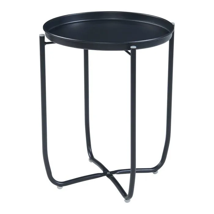 Table basse avec plateau amovible Sandefjord acier 53 x 40 cm noir en.casa