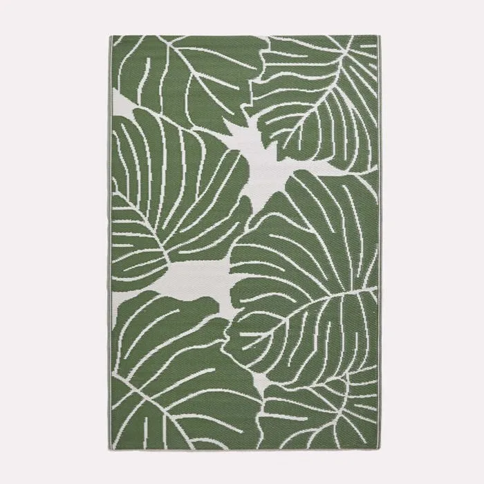 Tapis extérieur terrasse réversible - Tapis de jardin imperméable et résistant UV - Ada - Vert- 150x240 cm - HOMESCAPES