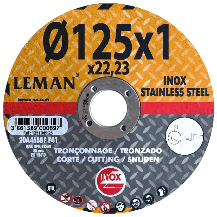 Lot de 5 disques 125 mm spécial inox