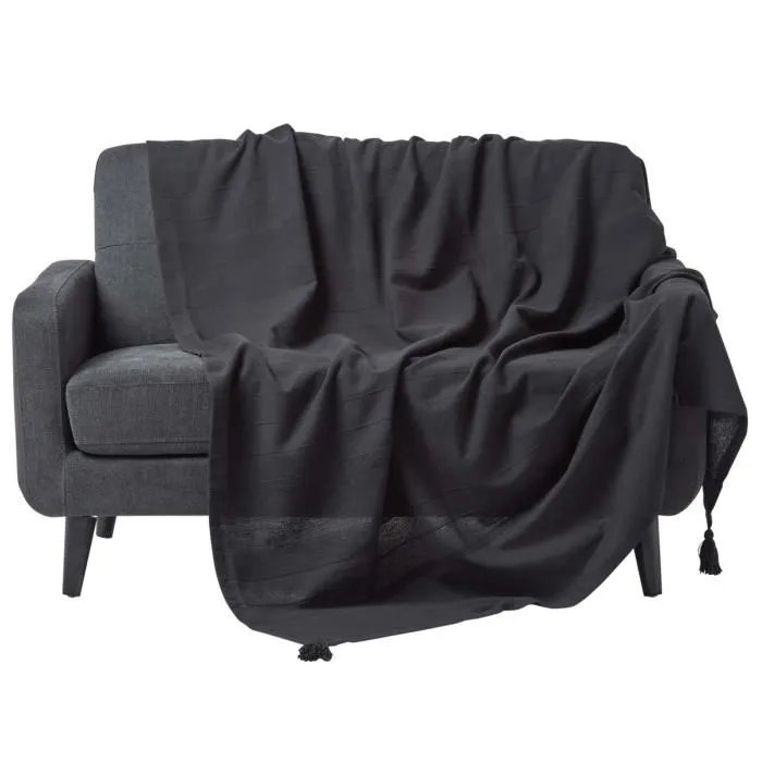 Plaid Rajput Noir 255x360cm Jeté De Canapé En Coton Homescapes