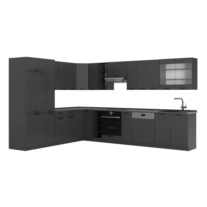 Vicco Cuisine en angle Gris foncé/Anthracite 347 x 257 cm, PT Anthracite