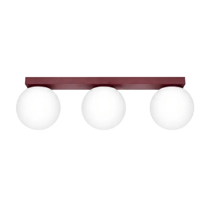 Plafonniers Yoli Acier/verre Bourgogne 3xg9 50cm Sollux