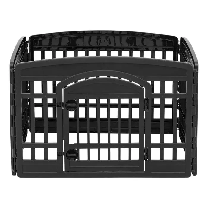 Iris Ohyama, Parc pour Chien Intérieur, Extérieur avec 4 Panneaux, H60cm, Noir, Plastique, CI-604E
