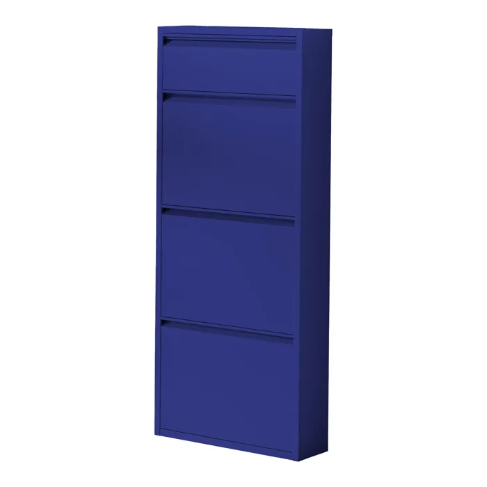 Meuble à chaussures Sokndal à 4 tiroirs inclinables bleu nuit en.casa