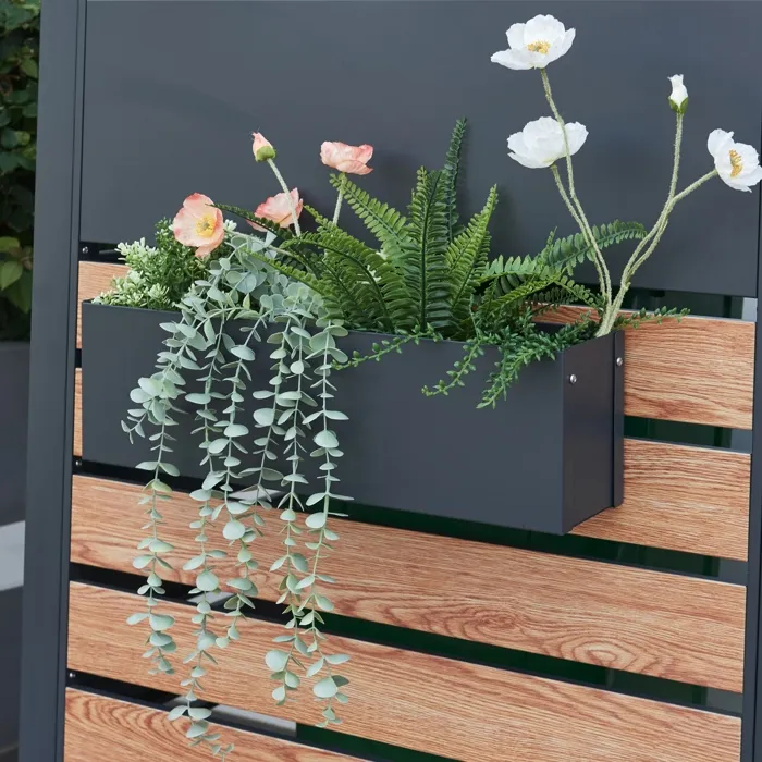 Jardinière suspendue Achtkarspelen acier galvanisé 50 x 12 x 15 cm anthracite en.casa