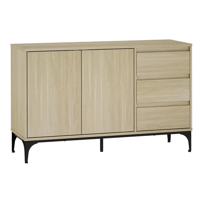 Buffet Kistiandi 77 x 120 x 40 cm effet chêne clair en.casa