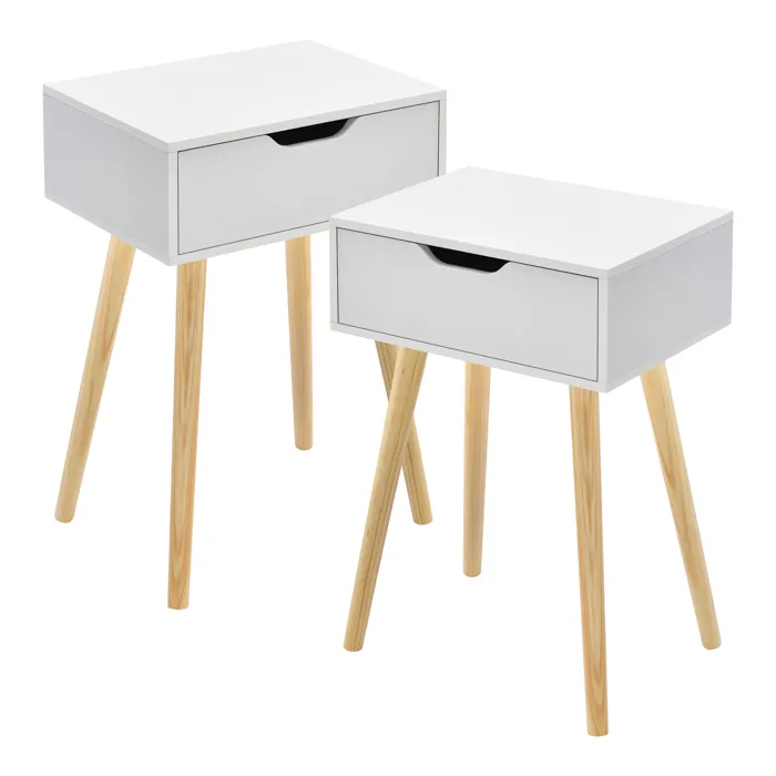 Lot de 2 tables d'appoint Östersund 60 x 40 x 30 cm blanc en.casa
