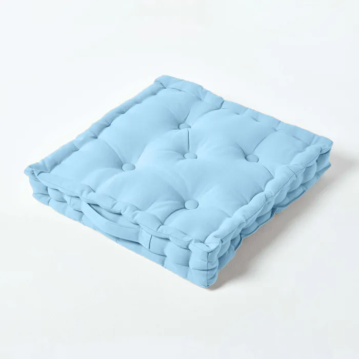 Coussin De Sol Bleu Ciel Uni 50x50cm - Homescapes