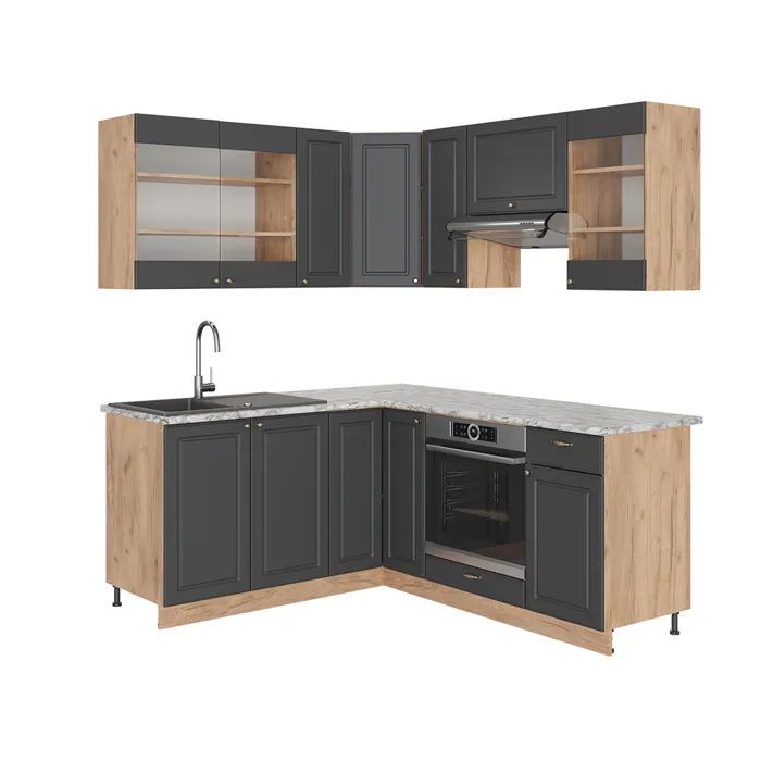 Vicco Cuisine en angle Anthrazit-Gold Landhaus/Chêne de force doré 190 x 160 cm sans PT