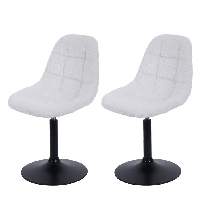 Lot De 2 Chaises De Salle À Manger Pivotantes 360° Pied Central En Acier Siège En Tissu Chenille Crème 040009888