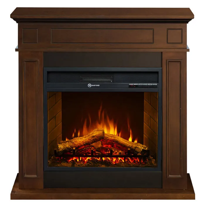 Cheminée électrique sur pied Jefferson avec effet flamme 89,5 x 90,5 x 28 cm en bois de noyer