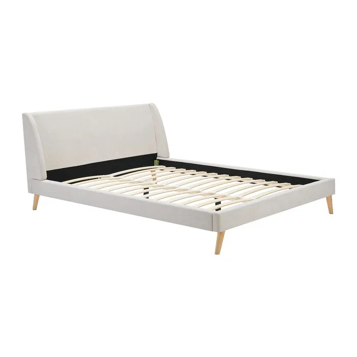 Lit 180 x 200 cm - Tissu - Beige - BENEDICTE