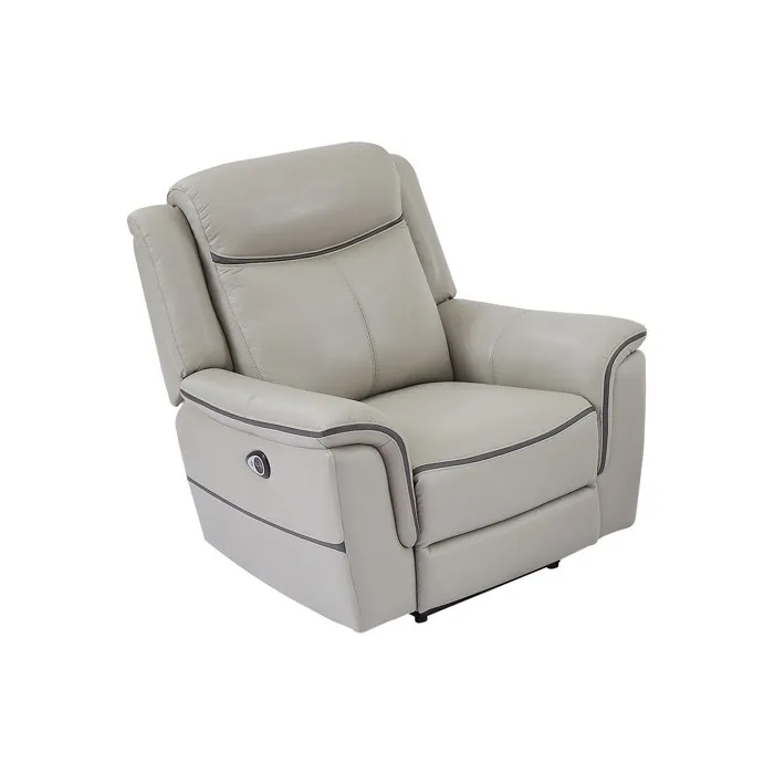 Fauteuil relax électrique en cuir gris clair ADELIO