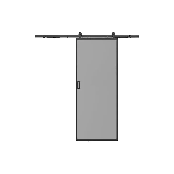 Porte coulissante avec système en applique - aluminium et verre trempé fumé - H205 x L63 cm - LINCI II