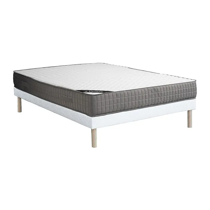 Ensemble 140 x 190 cm sommier tapissier + matelas mousse et accueil mémoire de forme 11 zones ép.22cm - DANEVO de YSMÉE