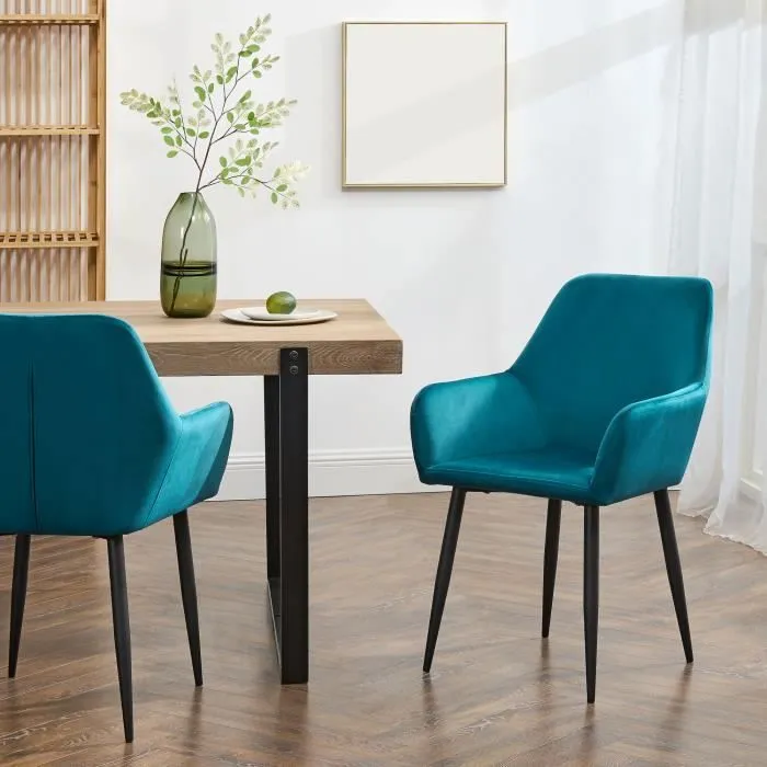 Lot de 2 chaises de salle à manger Hollola 86 x 57 x 56 cm bleu turquoise en.casa