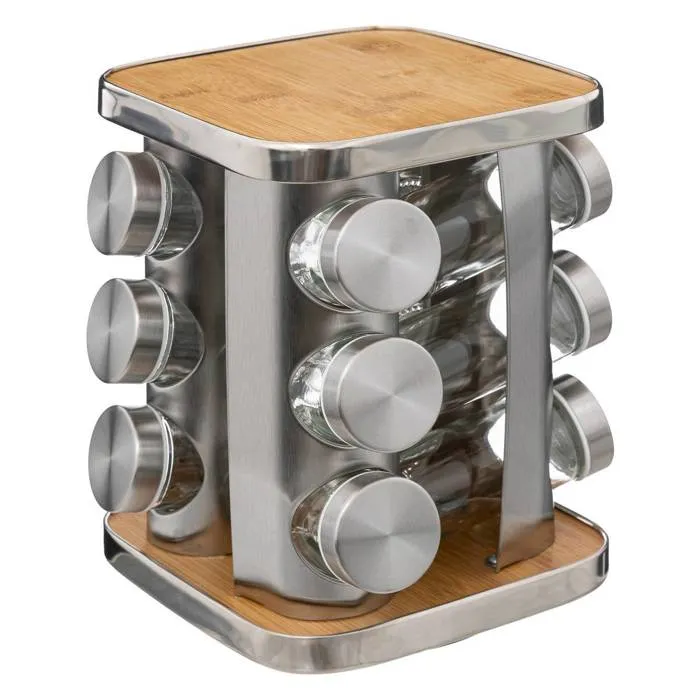 Support À Épices X12 Rotatif Inox Bambou - 5five