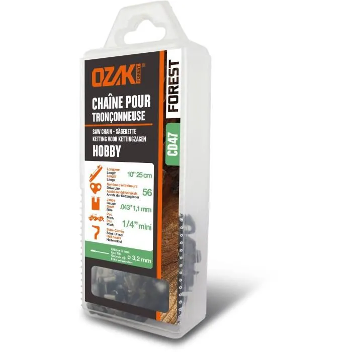 Chaîne De Tronçonneuse Ozaki Sous Coque Semi Carrée: 1/4''.043 (1,1mm) 56 Entraîneurs ( E56 ).