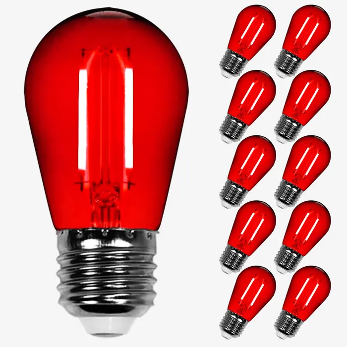Lot De 10 Ampoules Guirlande Guinguette Led E27 Rouge - 2w