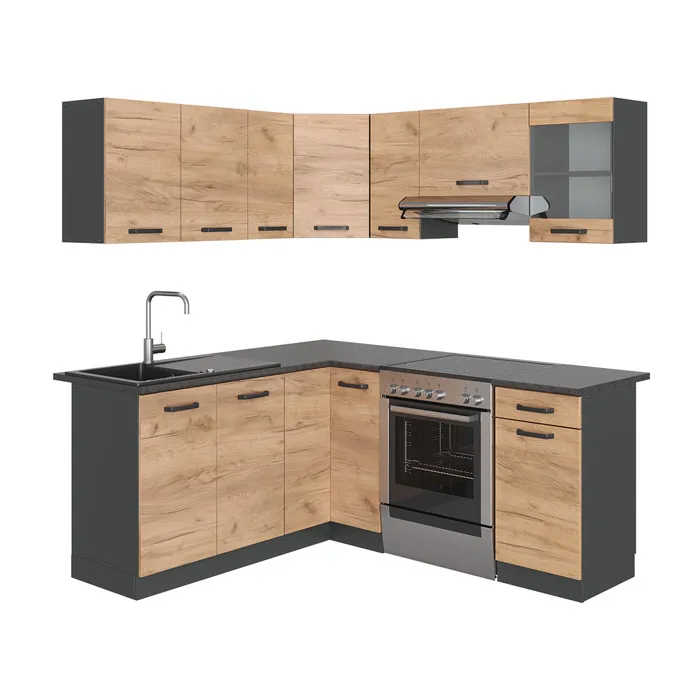 Vicco Cuisine dangle Chêne doré/Anthracite 187 x 167 cm, AP Anthracite