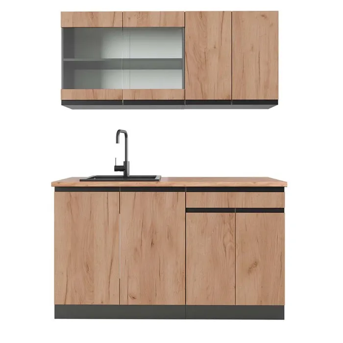 Vicco Cuisine Chêne doré/anthracite 140cm, PT Chêne