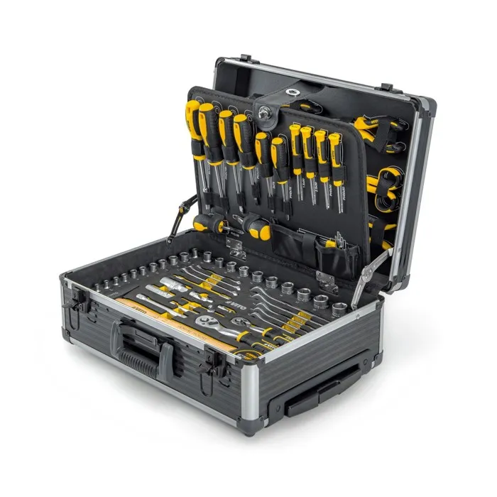Mallette À Outils Valise Et Trolley 137 Outils Servante Sur Roues Douilles, Cliquets, Clés, Tournevis, Pinces, Marteau Vito