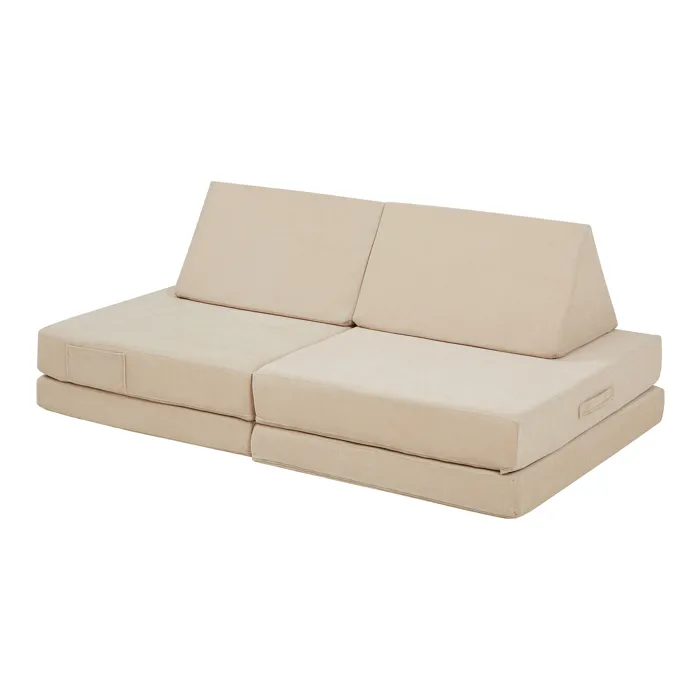 Canapé de jeu de 5 pièces Norhulta velours côtelé 120 x 66 x 46 cm beige en.casa