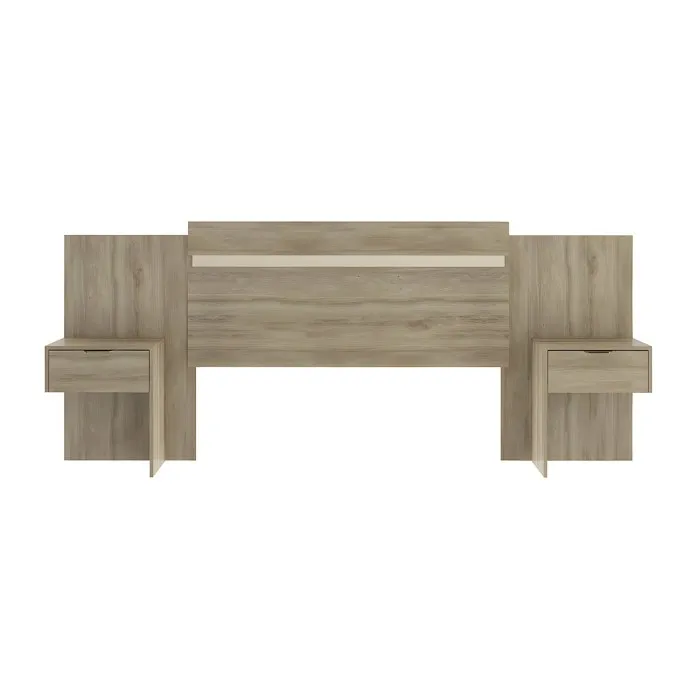 Tête de lit extensible avec chevets - 140/160 cm - Coloris: Naturel - PARATI