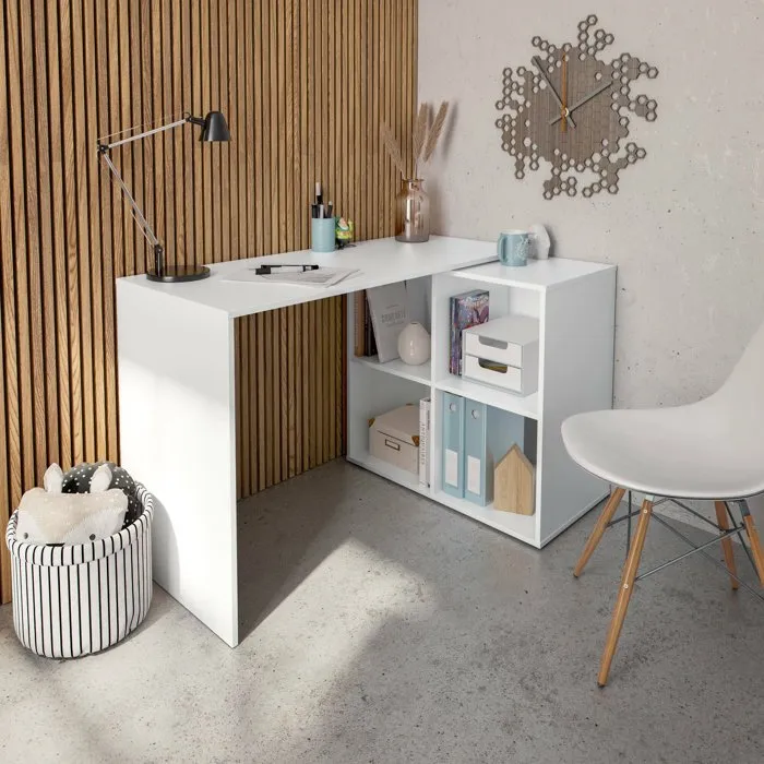 Bureau,effet Bois,blanc,152x49h74 Cm