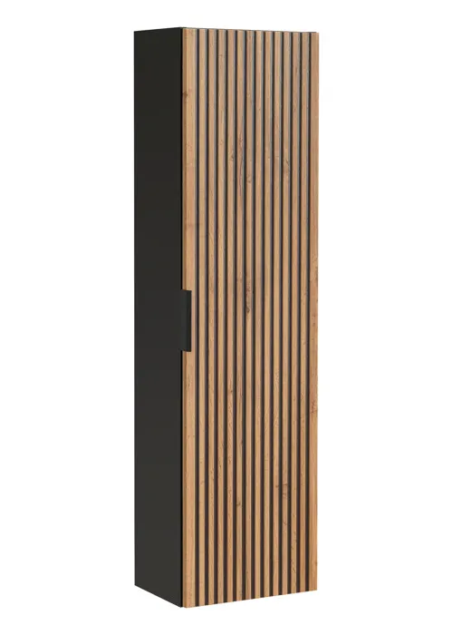 Meuble colonne de salle de bain à suspendre XILO NOIR CHÊNE 35 x140 cm